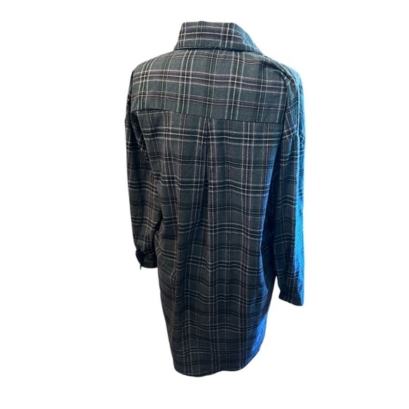 Passport Dark Green Windowpane Plaid Long Button-down Shirt Dress Size Med​​​​​ - Picture 3 of 11